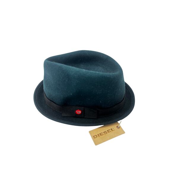 Diesel Industry 100% Wool Fedora Hat Black Made in Macedonia Size 11 - Picture 4 of 6